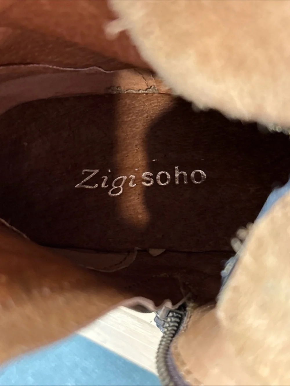 Zigi Soho Combat Boots Women's 9 Punisher Tan Leather Zip Lace Up Festival - Picture 10 of 12